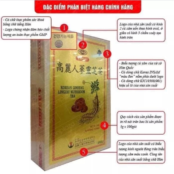 TRÀ HỒNG SÂM LINH CHI HÀN QUỐC, HỘP GỖ 300G
