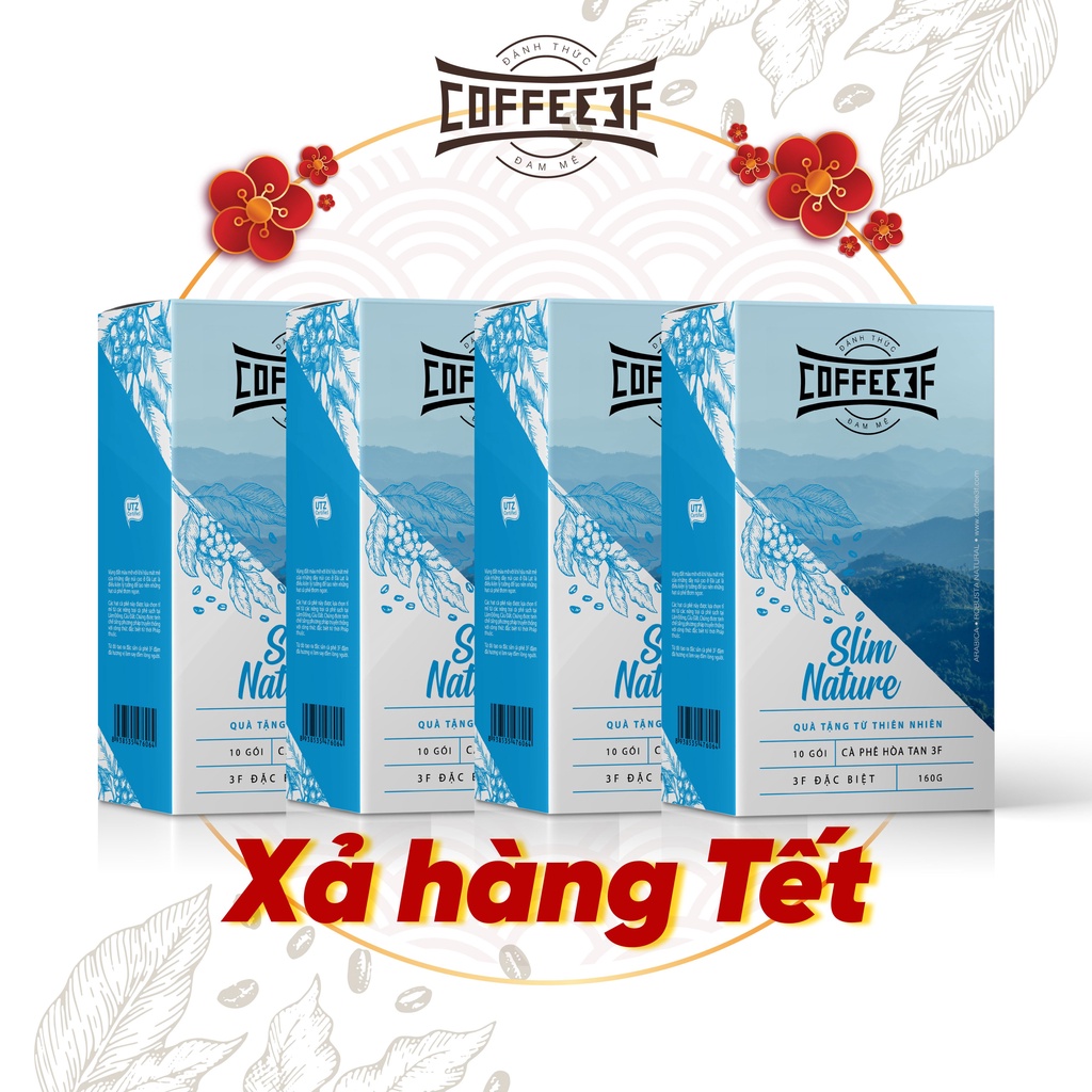 Combo Xả Hàng Tết - 4 hộp cà phê hoà tan Coffee3F (10 gói/hộp x 16g/gói)