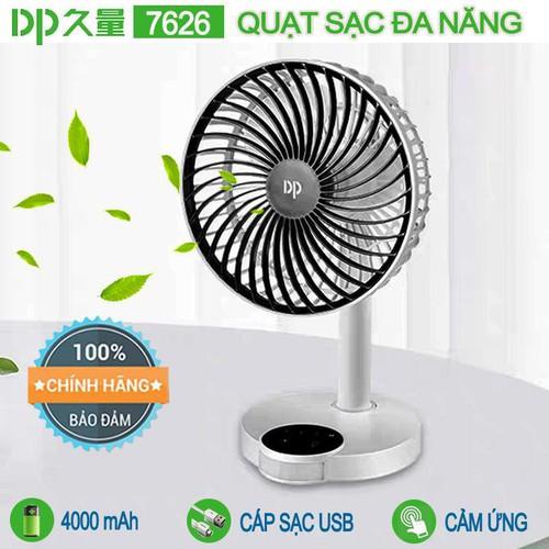 Quạt sạc tích điện DP - 7626 - Thiết kế nhỏ gọn, siêu mát, tắt mở cảm ứng