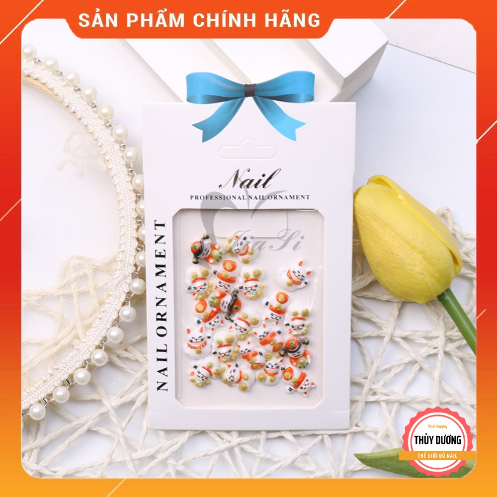 Set 30 viên charm mèo thần tài tết 2022 trang trí móng, chuyên dùng làm nail