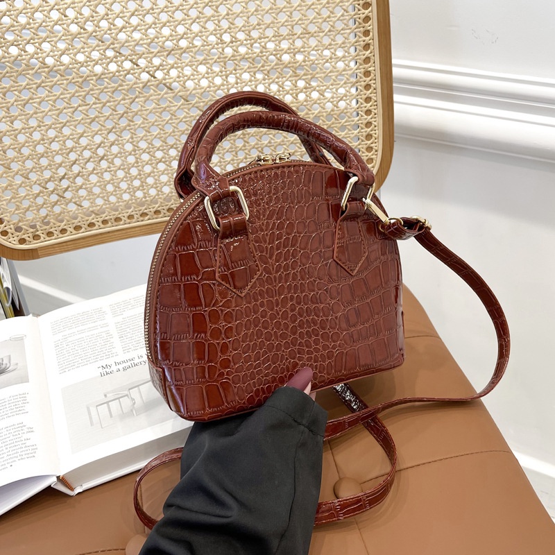 Ielgy Túi Xách Họa Tiết Da Cá Sấu Màu Trơn Phong Cách Phương Tây retro