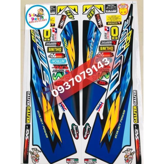 Tem rời wave đời đầu chữ S dán xe đen 3 lớp ko bay màu