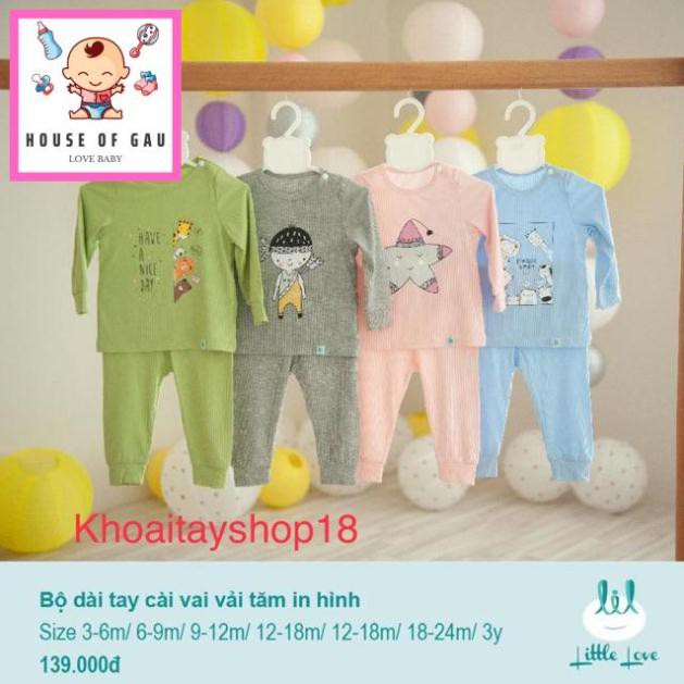 Bộ dài tay in hình vải tăm Little love