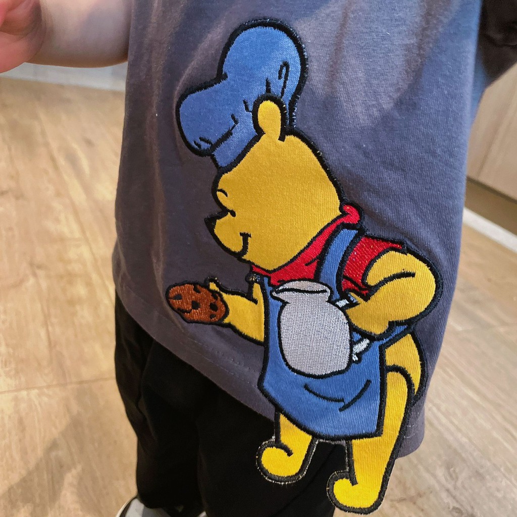 ABT2104 ÁO PHÔNG XÁM IN GẤU POOH CHO BÉ