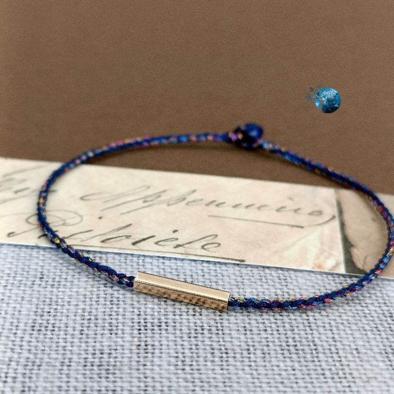 Vòng tay tết dây ngũ sắc sợi mảnh tông xanh