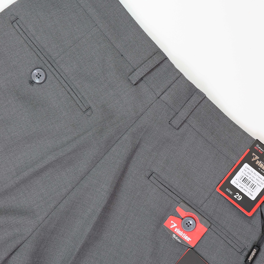 Quần Tây Nam Công Sở 1 Ly Classic Vĩnh Tiến Vải Mỏng Co Giãn 445 - Màu Trơn C122