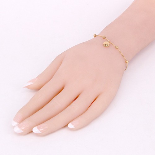 Lắc Tay Sợi Mì Mặt Tròn Khắc Chữ Lucky Titan Ko Đen TT 3246