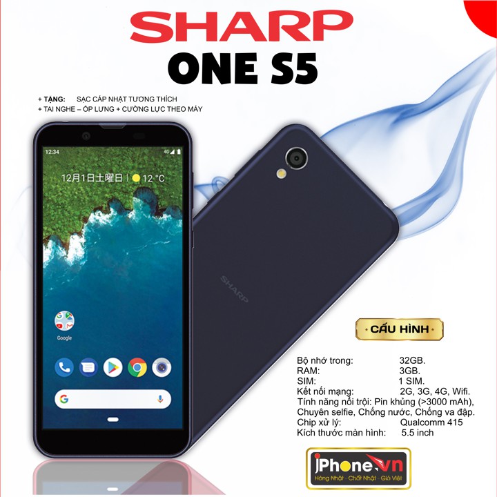 Điện thoại Sharp Android One S5 android 9,thiết kế nhôm nguyên khối ,tiếng việt | BigBuy360 - bigbuy360.vn