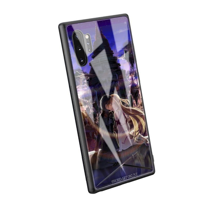 Ốp Lưng Kính Cường Lực In Hình Sword Art Online Cho Samsung Note 8 9 10 S7 Edge S8 S9 S10 S20 Ultra Lite Plus