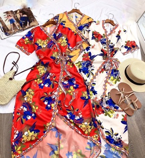Đầm boho vintage viền cột eo xẻ tà ❤️❤️❤️❤️