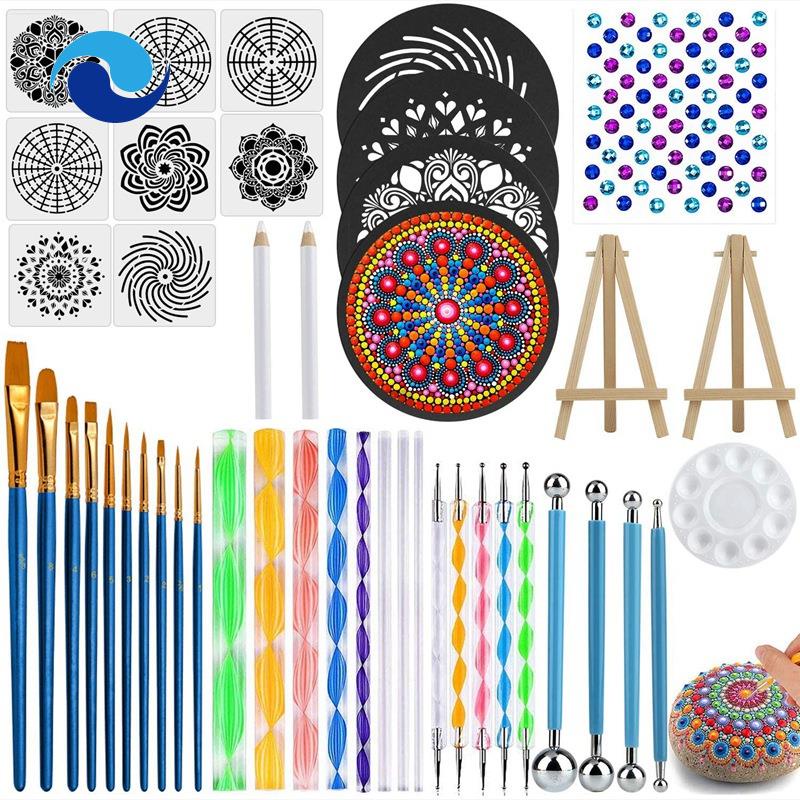 45 PCS Mandala Dotting Tools Set, Stencil Painting Arts Supplies Tools Kits Including Stencil Templates, Mini Easel