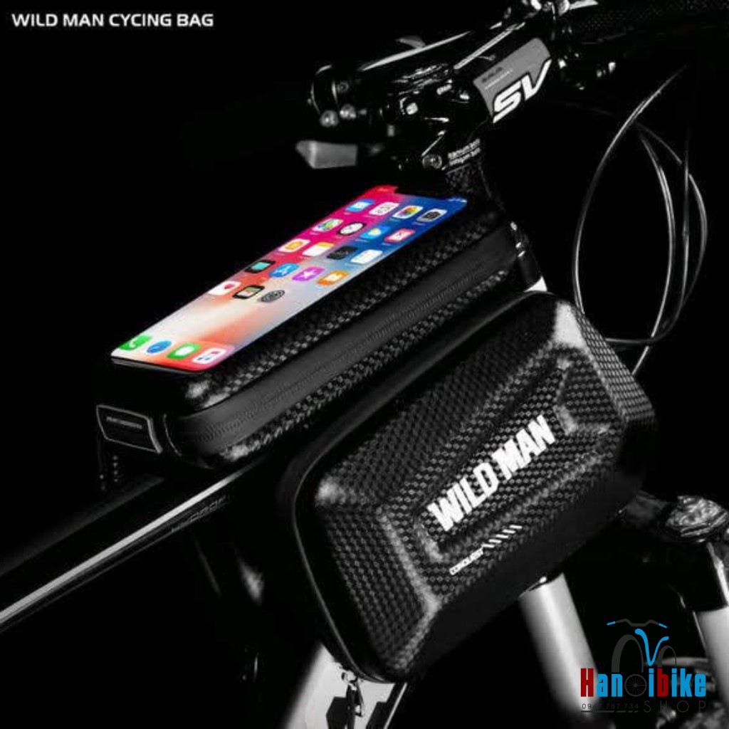Túi khung xe đạp vắt 2 bên Wildman cảm ứng điện thoại