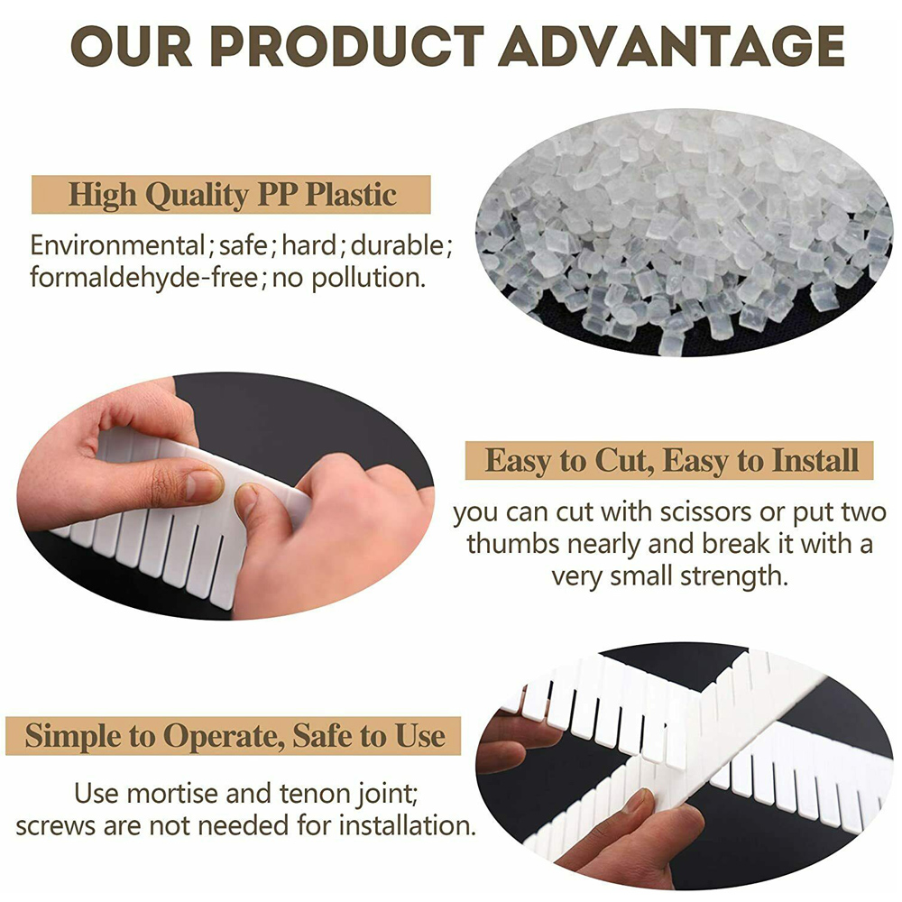 Bộ 4 Thanh Chia Ngăn Tủ Đựng Vớ/Đồ Lót Bằng Nhựa Tiết Kiệm Không Gian Đa Năng Tiện Dụng DIY