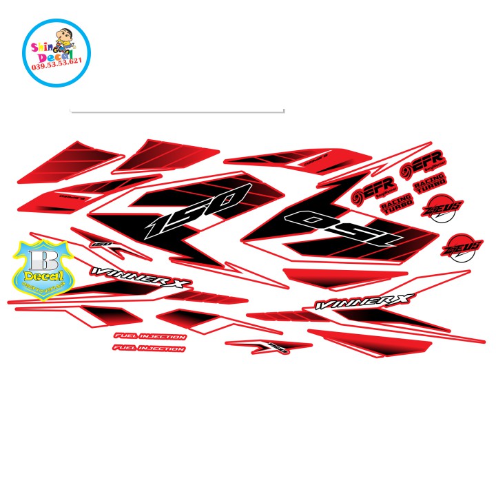 Tem xe winner X dán xe đỏ 17