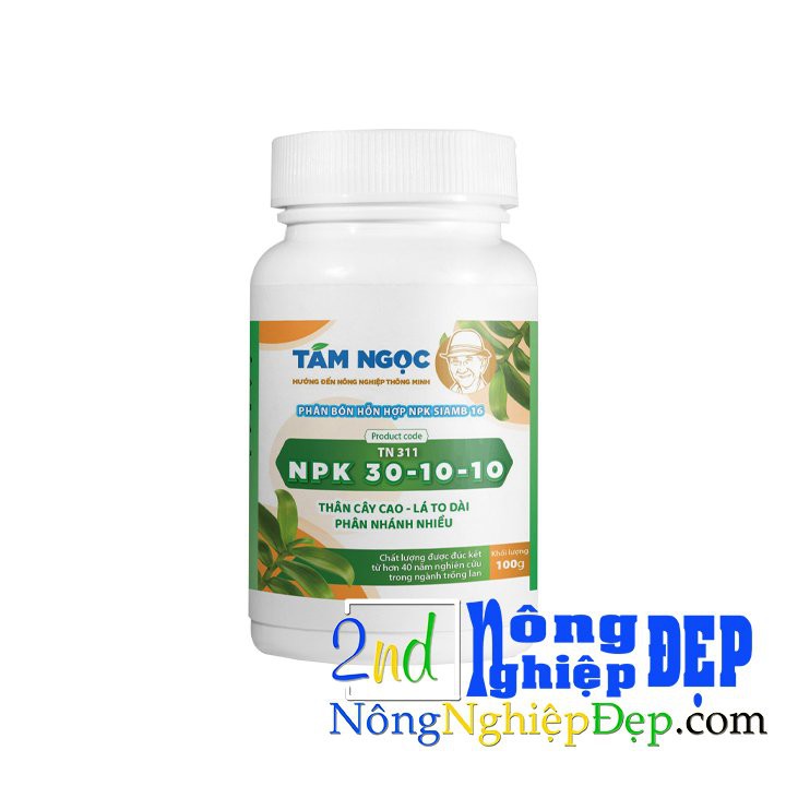 Phân NPK 30-10-10 Tám Ngọc 100g - Giúp Thân Cây Cao, Lá To Dài, Phân Nhánh Nhiều