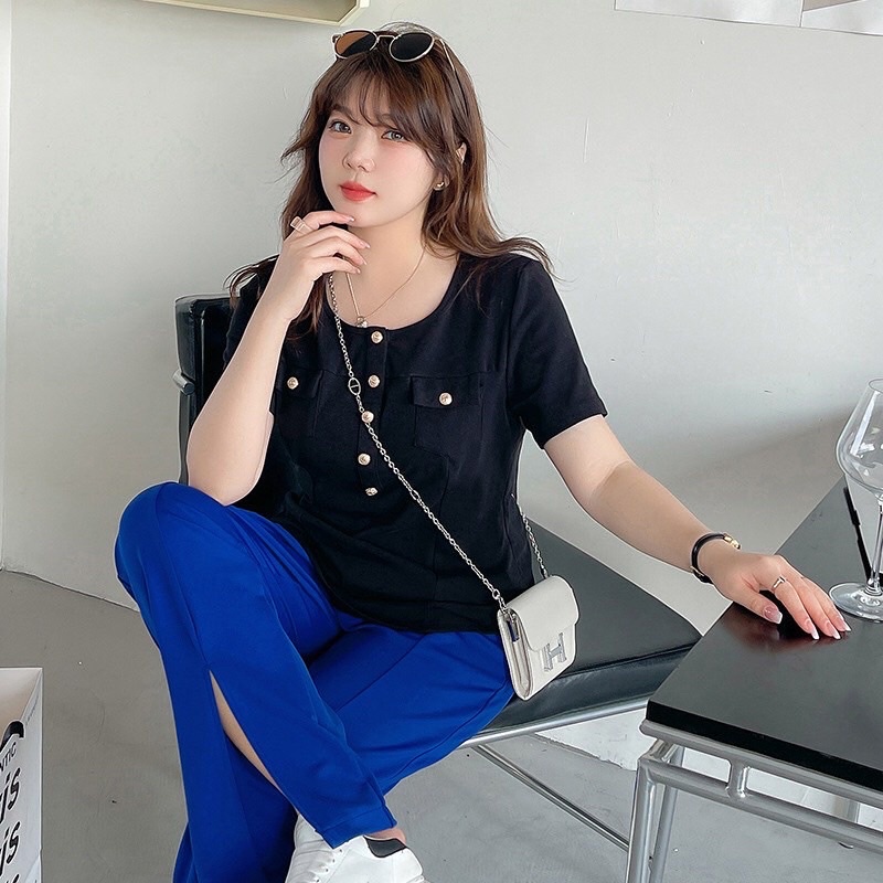 ÁO THUN KIỂU PHỐI NÚT BIGSIZE 65-100KG KÈM ẢNH THẬT