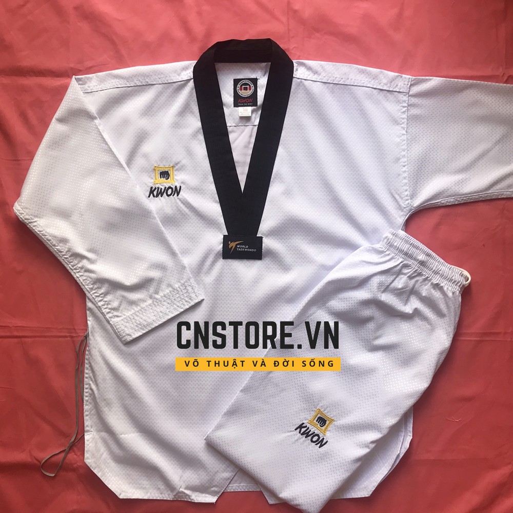 Võ Phục Taekwondo Cổ Đen Kwon Kim Cương Siêu Nhẹ Mát Mẻ