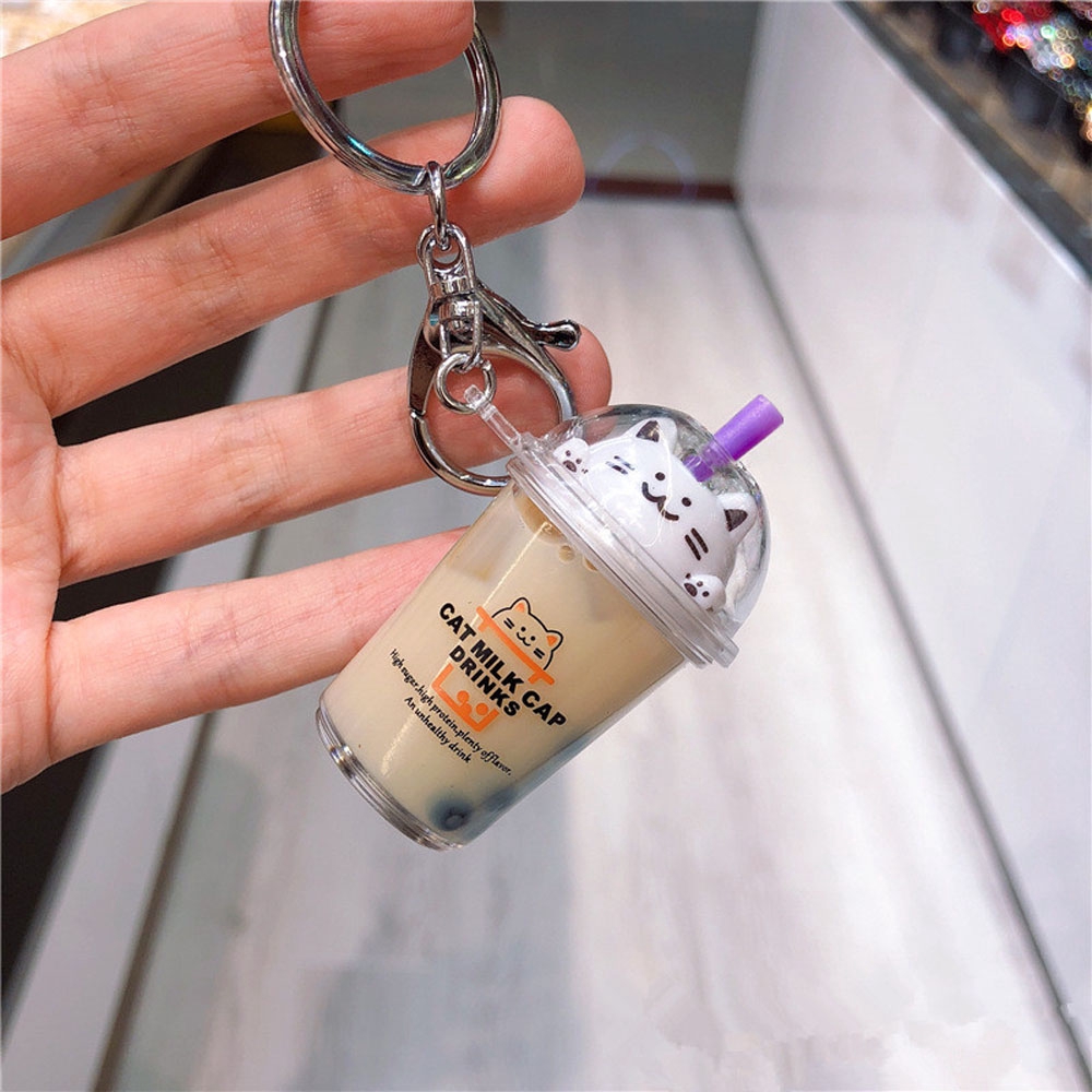 Móc khóa trang trí hình ly trà sữa dễ thương