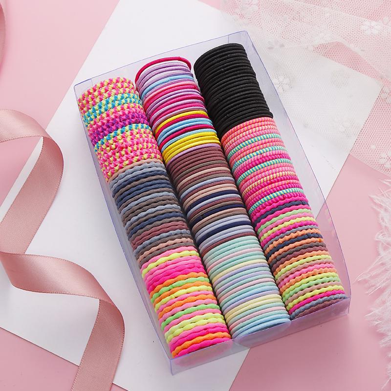 Set 50 Dây Cột Tóc Co Giãn Thiết Kế Dễ Thương Phong Cách Đơn Giản