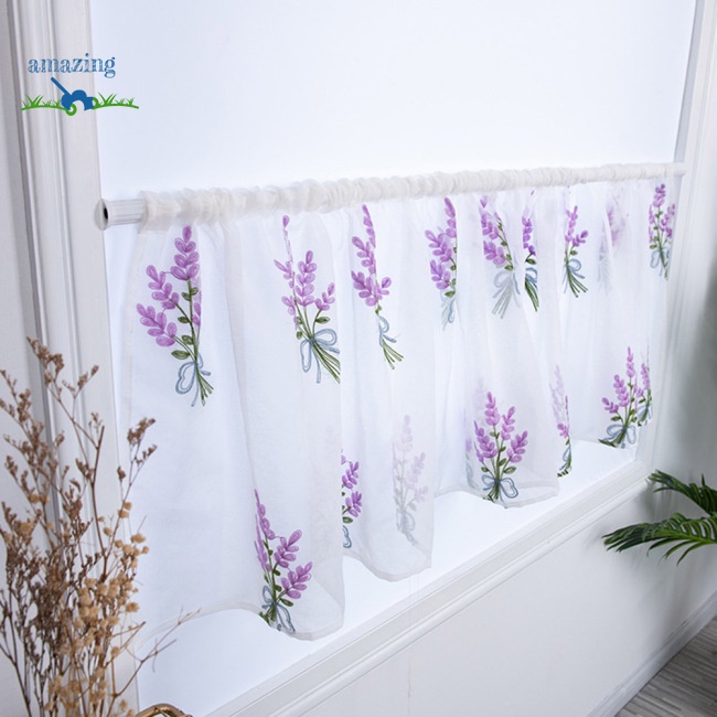 Rèm Cửa Ngắn Thêu Hoa Dùng Cho Nhà Bếp