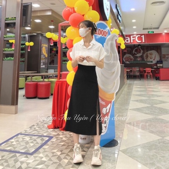 Chân váy xẻ [ Ảnh thật ]