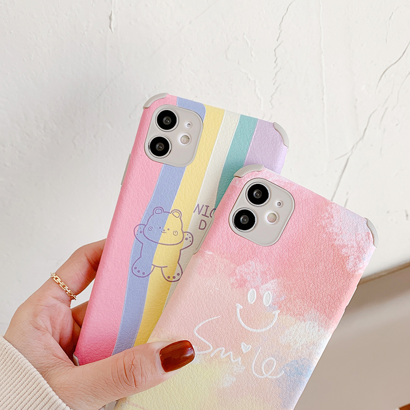 [xyhui89] Soft Case For OPPO A53 A33 A52 A92 A9 A5 A31 2020 A91 A12e A3s Reno 5 2F A83 F9 F11 A72 A3 R9s Cute Colorful Smile rainbow Bear