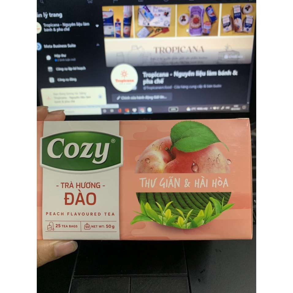Cozy TRÀ túi lọc ĐÀO/ VẢI - Hộp 25 túi