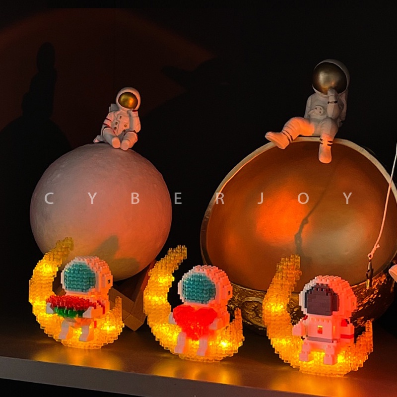 Mô hình 3d phát sáng Bộ đồ chơi xếp hình Đèn ngủ phi hành gia  động vật dễ thương