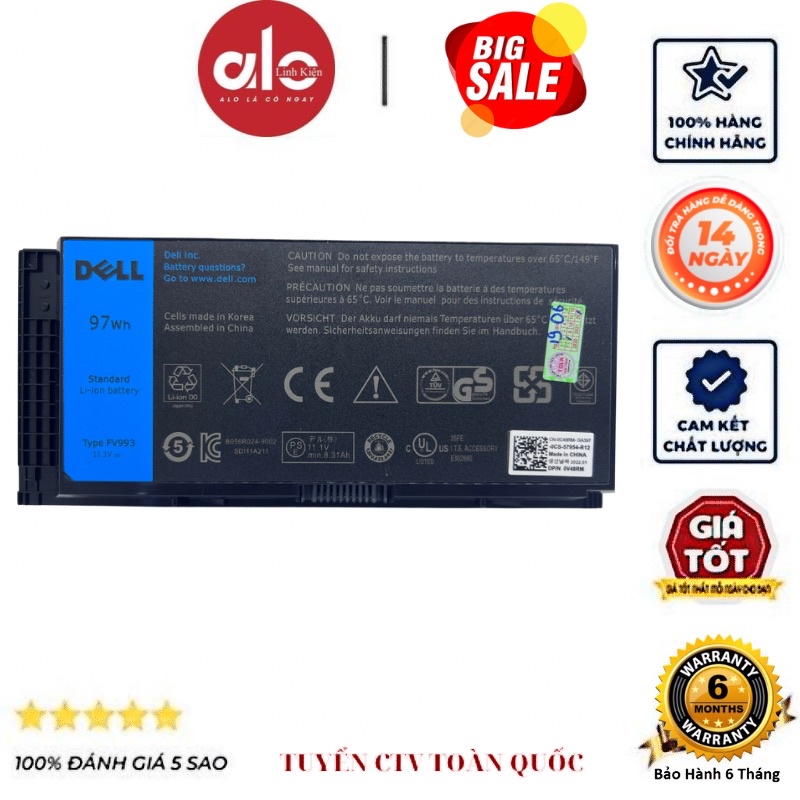 Pin Laptop Dell 11.4V/97Wh/9Cell Li-ion Pecision M4600/4800/4700/6600/6700/6800 - FV993