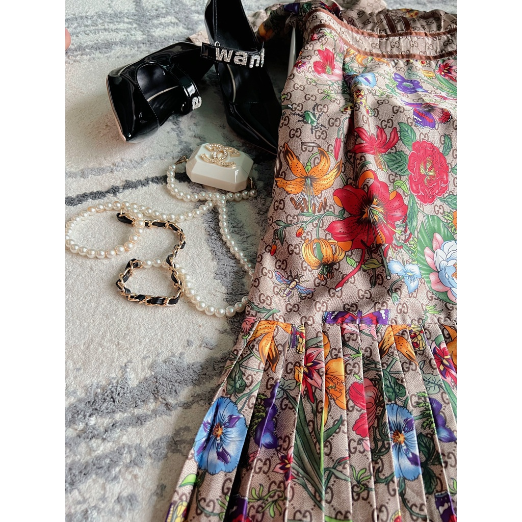 Tamara Dress LinCi Couture nâu họa tiết hoa văn đặc sắc