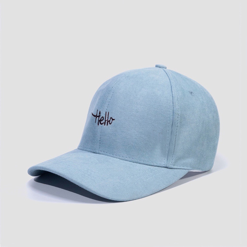 Mũ Lưỡi Trai Nón Kết Nhung Cao Cấp Thêu Chữ Hello 432 Phong Cách Ulzzang Form Unisex Nam Nữ - Hazo