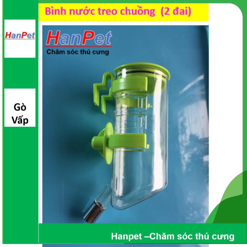 Hanpet.GV- Bình uống nước tự động treo chuồng thú cưng (loại 350ml- 2 đai xịn) Bình uống nước chó mèo