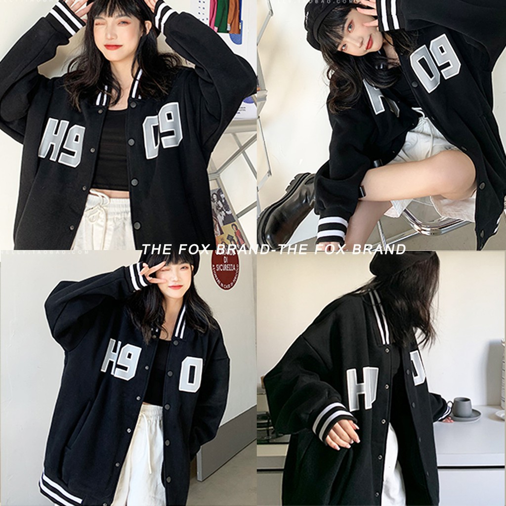 Áo Bomber , Áo khoác bóng chày THE FOX chất dù 2 lớp dáng Unisex Form rộng in hình H909