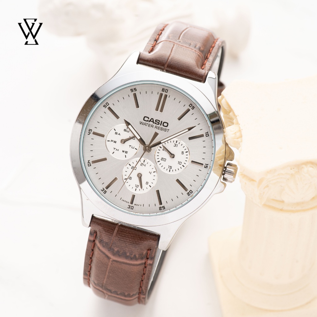 Đồng Hồ Quartz Nam Casio WATCHSTORE MTP-V300L-7AUDF Thiết Kế Kính Khoáng 41.5mm, Dây Đeo Da Và Vỏ Thép Không Gỉ