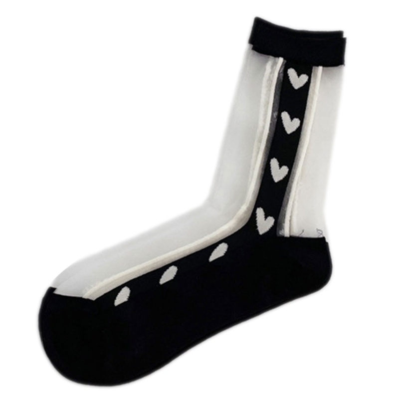 XIXI 1 Đôi Tất Chấm Bi Trắng Đen Phong Cách Lolita Thời Trang