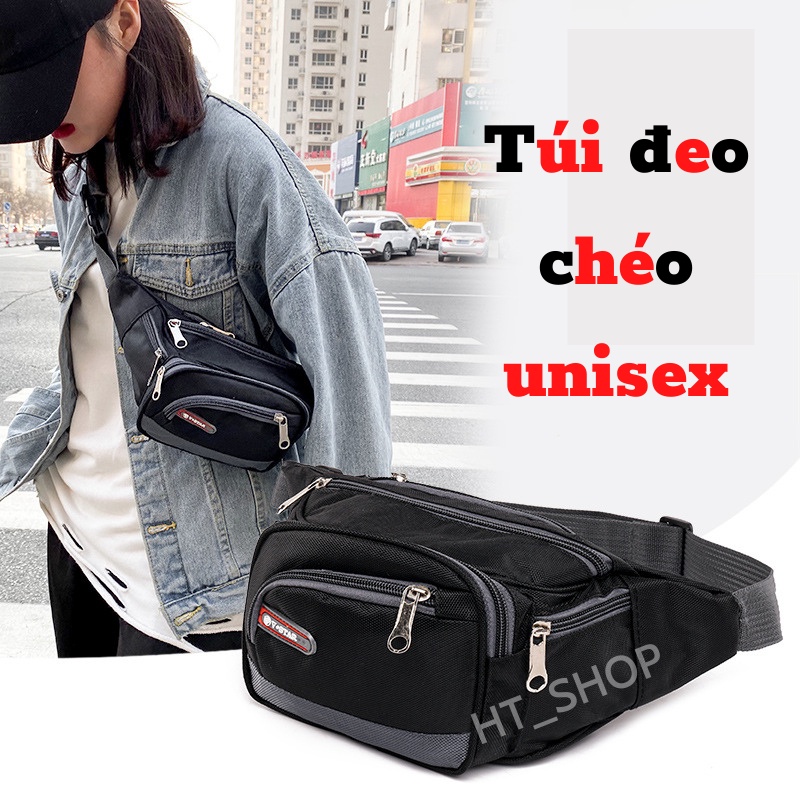 Túi đeo thắt lưng unisex nhiều ngăn cao cấp, túi đeo hông, đeo chéo thời trang.