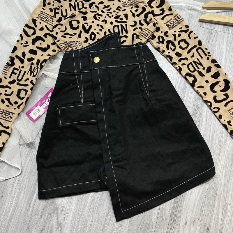 💥Quần giả váy đắp chéo chỉ nổi chất kaki siêu xinh, chân váy rút dây 2 bên có quần trong chất thun borip mịn đẹp 💥💥