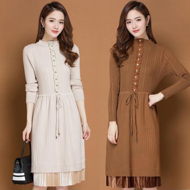 Đầm Len Dáng Suông Rút Eo MSNN1636