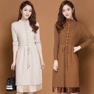 Đầm len dáng suông rút eo msnn1636