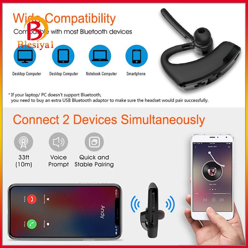 [BLESIYA1] Bluetooth Headset CVC6.0 Noise Cancelling with Microphone for Cell Phone