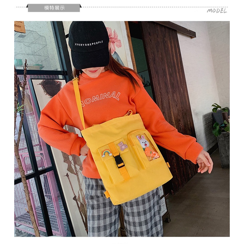 Túi tote túi vải canvas phong cách hàn quốc có khóa kéo