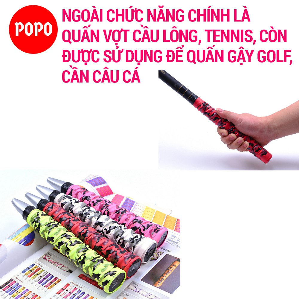 Quấn cán vợt cầu lông POPO GY102 chất liệu cao cấp có lỗ thoáng khí, gân chống trơn, chất liệu mềm mại