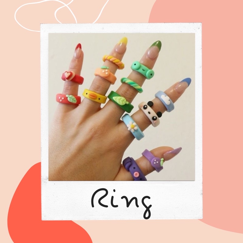 Bộ đất sét tự khô tặng kèm khăn Bandana ✨ Air dry clay set ✨ Chunky rings ✨ Khay đất sét ✨Bộ làm gốm