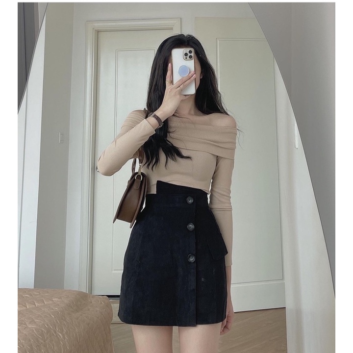 Áo trễ vai Hàn Quốc chất len tăm dầy dặn hàng Quảng Châu loại 1 - Xưởng May Hạnh Hồng | BigBuy360 - bigbuy360.vn