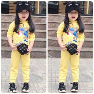Bộ cotton len cổ 3 phân cho bé