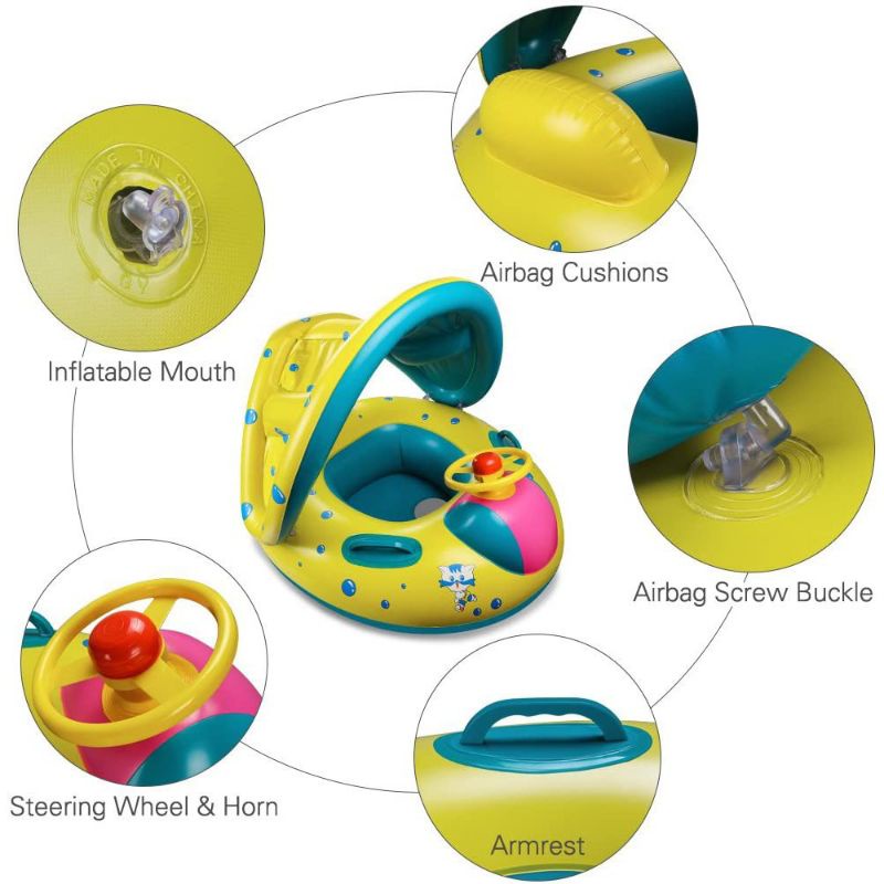 Phao bơi xỏ chân hình ô tô, có mái che, có tay cầm, có nhạc chip chip