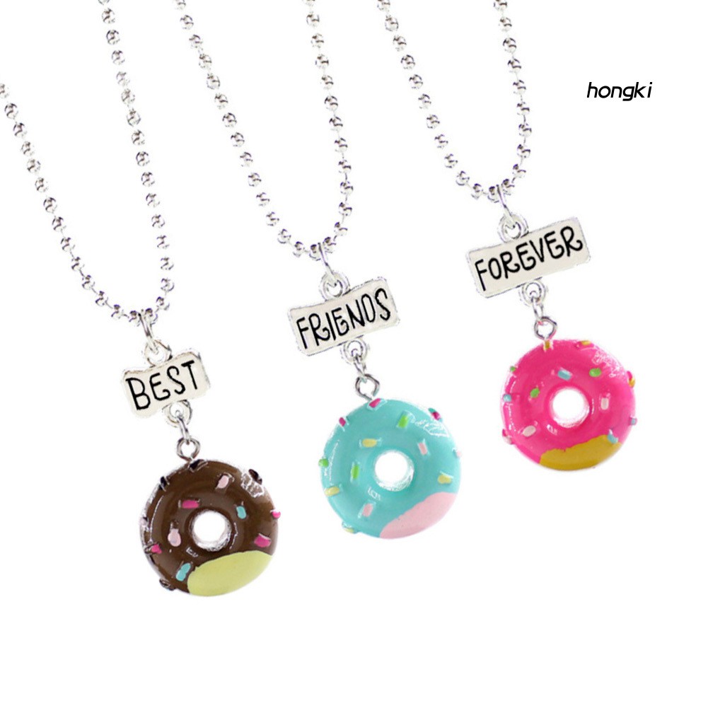 (Hàng Mới Về) Set 3 vòng cổ Tình Bạn Mặt Hình Bánh Donut Xinh Xắn