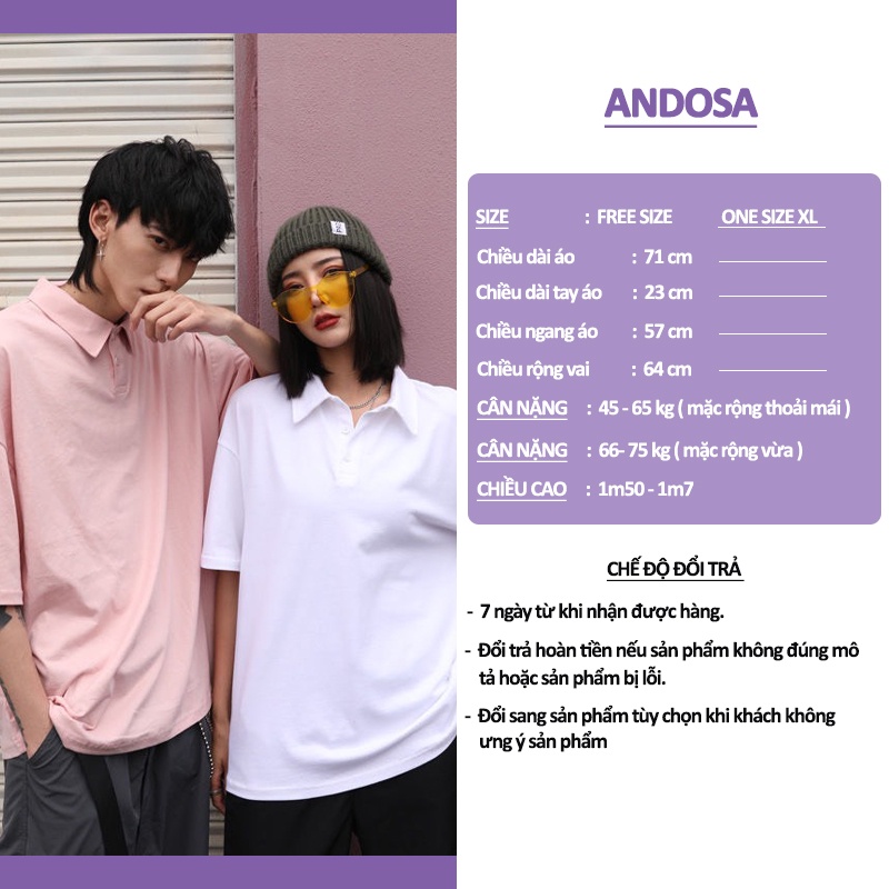 Áo polo nam nữ cặp đôi đẹp form rộng unisex basic cổ bẻ tay lỡ hàng Quảng Châu ANDOSA PL03