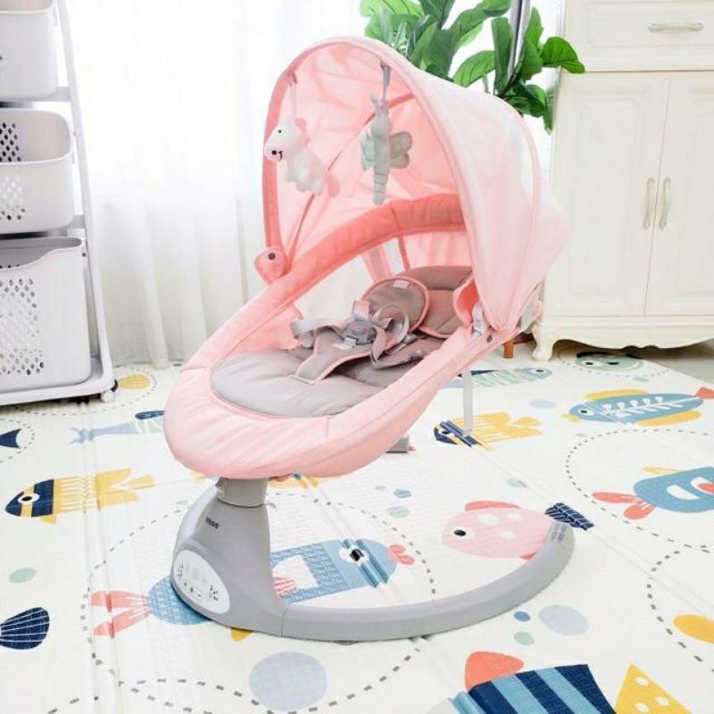 Nội điện cho bé UMOO -1357 điều khiển từ xa,5 chế độ đung đưa tự động kết hợp Bluetooth, nhạc trắng êm ái giúp ru ngủ bé