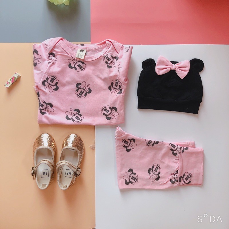 Set body 3 chi tiet Minnie HM cho bé gái 3-24m